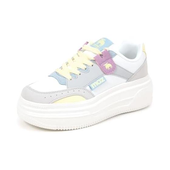 [Akiriko] Moz Moz Sneakers, Women s, Thick Sole, 4cm Heel, Beautiful Legs, Improves Style, Lightweight, Cushioned Sole, Low Cut, Casual, 23cm -