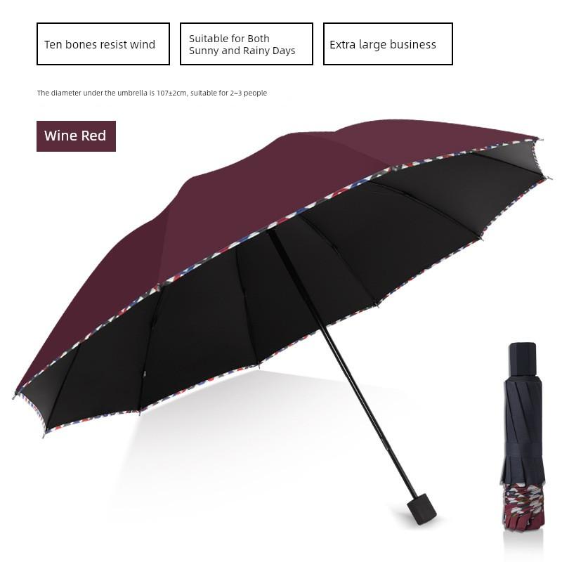 Twelve-Rib Extra-Large Dual-Purpose Manual Folding Umbrella for Men and Women, Business Sun Protection Sunshade Umbrella