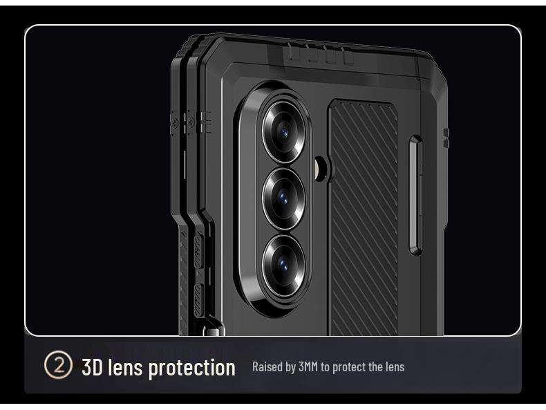 Z-Fold7 Z-Fold6 Tri-Proof Metal Phone Case: Full-Wrap, Stand, Hinge Protection, Anti-Fall Shell.