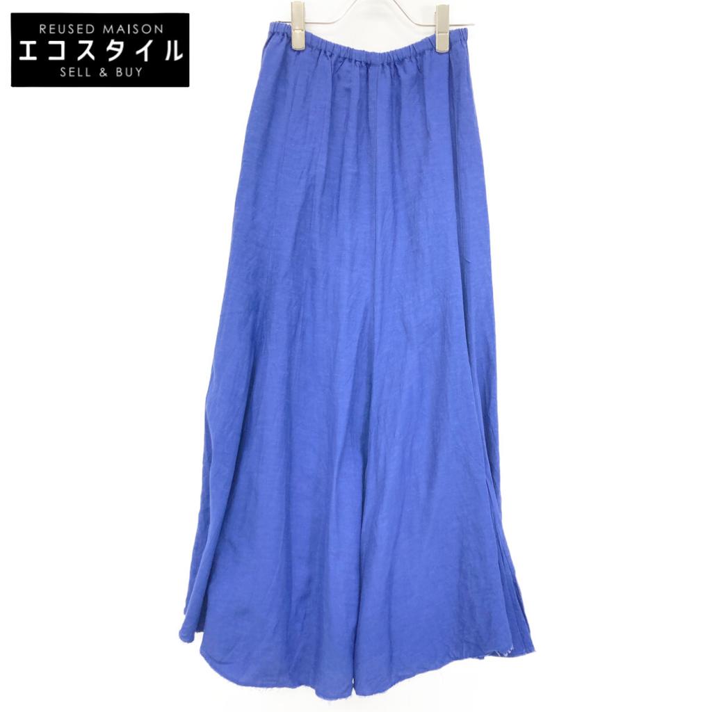 Plage [Made in 2011] 23-060-922-7090-2-0 Linen Blend Flare Long skirt 38 blueUsed