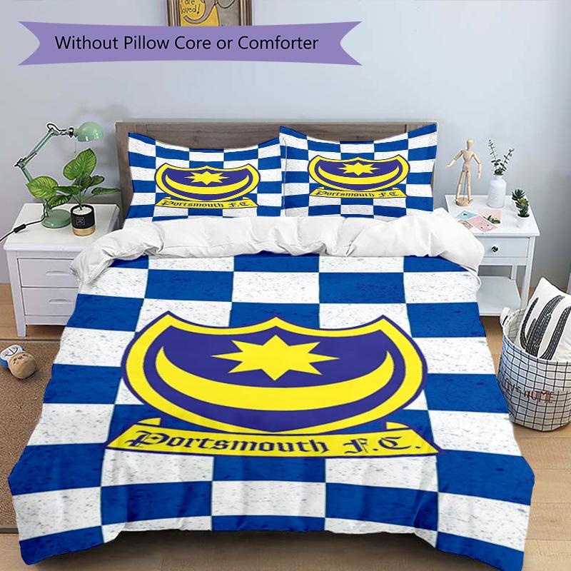 Set Copripiumino Stampato Portsmouth F.C. – include 1 copripiumino e 2 federe coordinate Decorazione per la camera da letto Regali di Natale