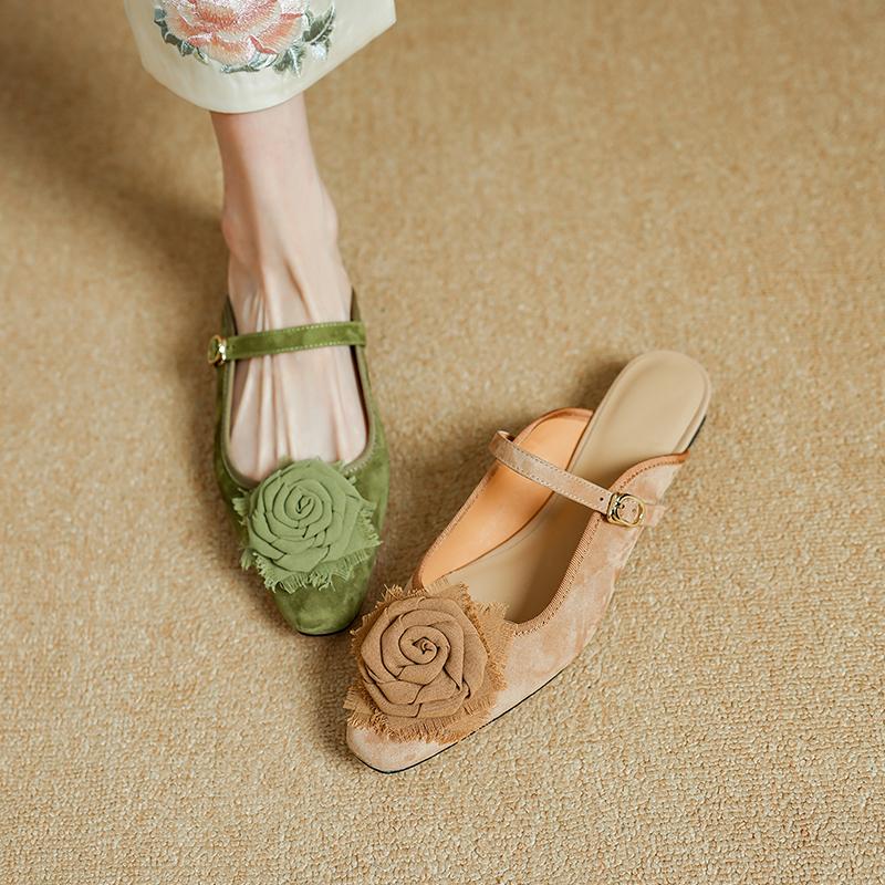 Mode 2025 NEU Sommer Pantoletten Damen Sandalen Schuhe für Damen Eckige Zehenpartie Niedriger Absatz Damen Hausschuhe Zehenbedeckt Slingback Grüne Sandalen