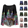 Damemote Langermet Christmas Snowman Snowflake Print Jakke Cardigan