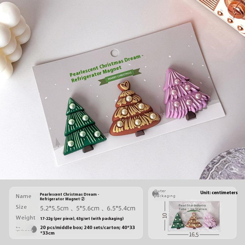 Diy Christmas Fridge Magnet Decorative Tree Strong Suction Soft Magnetic Christmas Eve 3D Stereoscopic Magnetic Cartoon Stickers