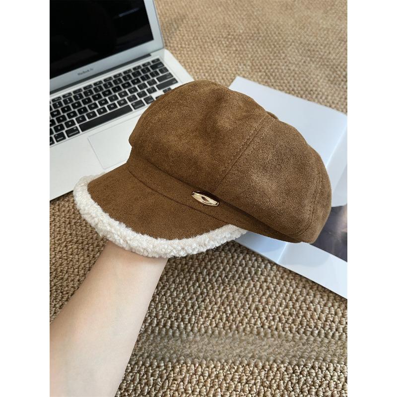 

Новый осенне-зимний замшевый ретро-берет, женственный, универсальный и в западном стиле, визуально уменьшающий лицо, восьмиугольная шляпа M（54-58cm）