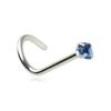 Nose Ring With Navy Blue Zircon - Silver - Ns-006 0.8/6.5/3