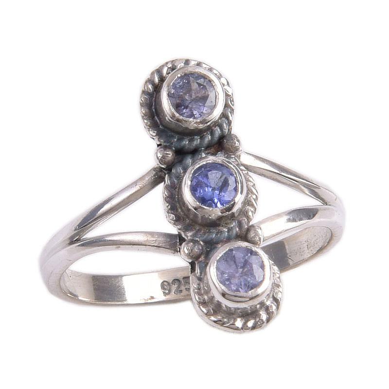 Natural Tanzanite Gemstone 925 Solid Sterling Silver Jewelry Ring Size 6 W6P61