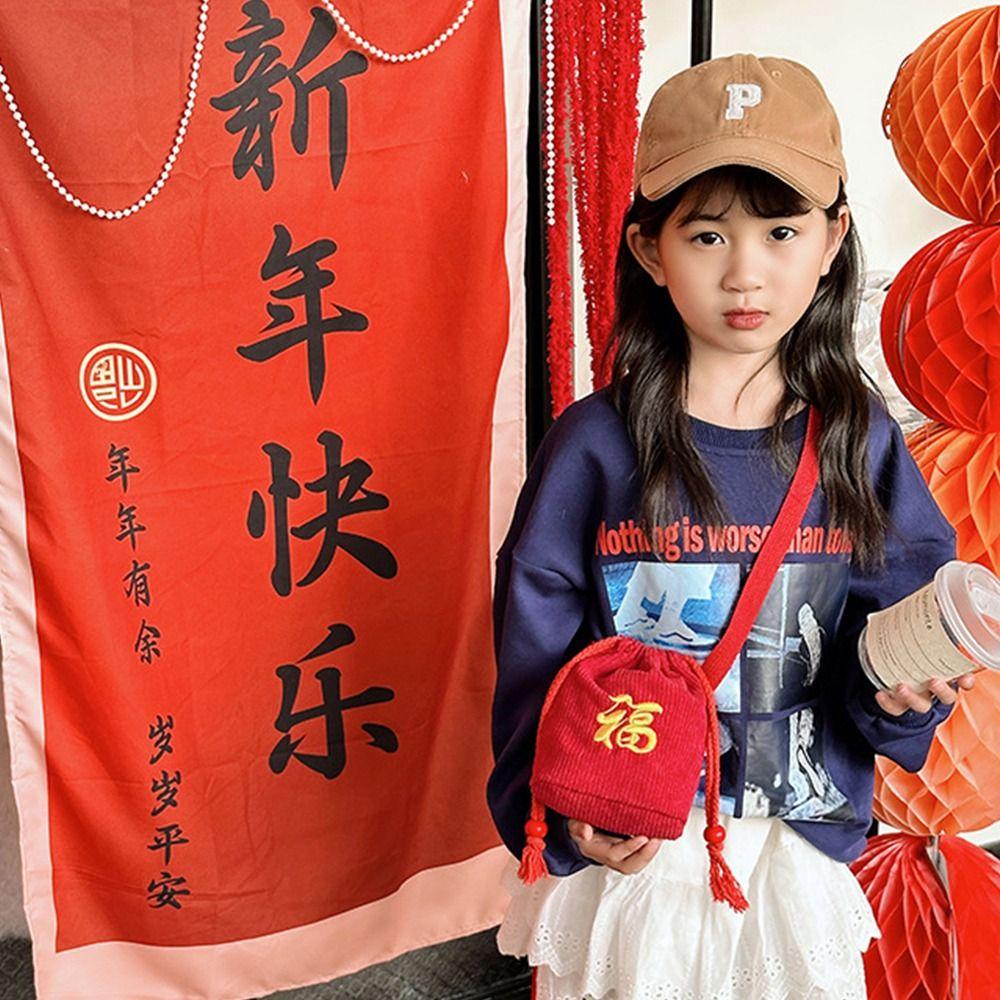 Crossbody New Year Lucky Money Bag Chinese Style Fu Embroidered Bag  Handbag