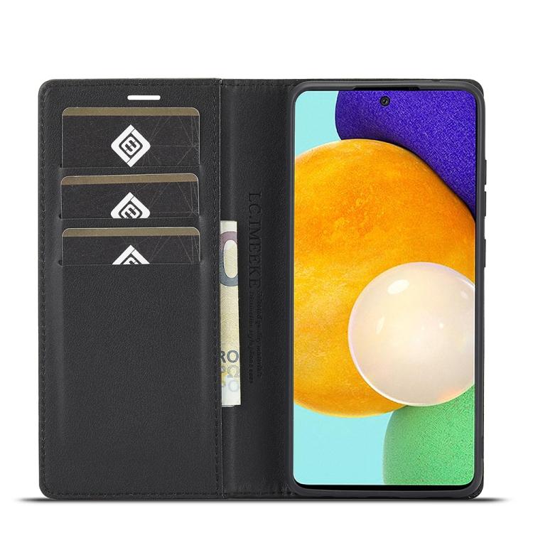 LC.IMEEKE Carbon Fiber PU + TPU Horizontal Flip Leather Case with Holder & Card Slot & Wallet For Samsung Galaxy A52 5G / 4G