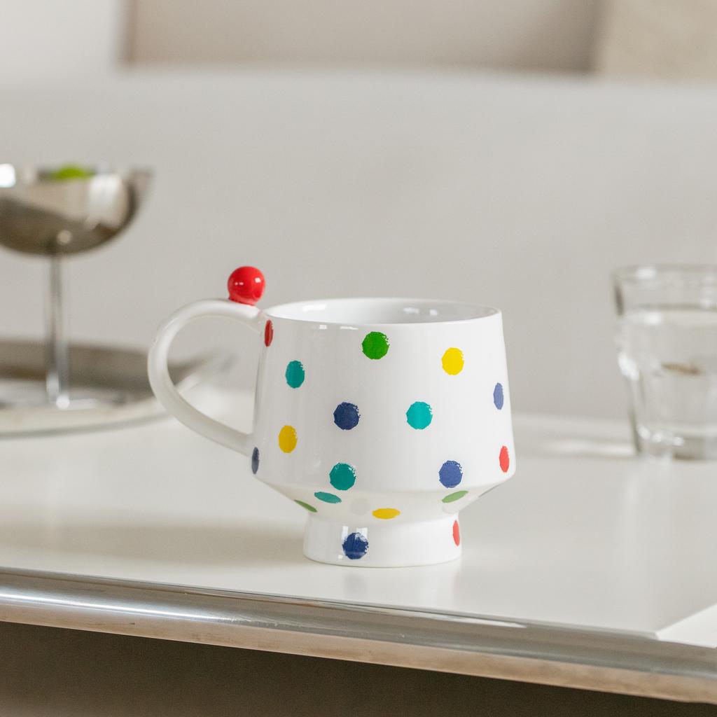 Creative Colorful Polka Dot Mug Creative Coffee Cup Couple High Precision Ceramic Cup Holding Household Drinking Cup