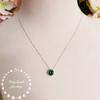 Round Emerald Solitaire Necklace, Classic Bezel Set Round Emerald Pendant, May Birthstoen Necklace