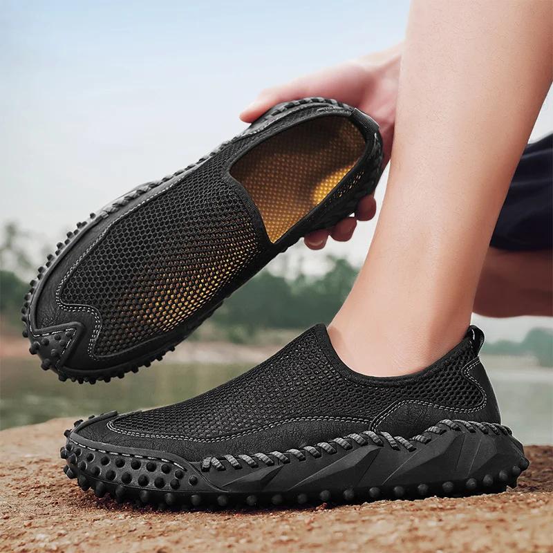 New Summer Men's Mesh Shoes Breathable Flat Casual Shoes Outdoor Walking Men's Sneakers Hiking Shoes Zapatillas Hombre