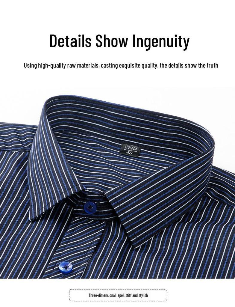 Cămașă cu mâneci lungi cu dungi pentru bărbați, mărime plus: Casual, Respirabil, Tiv drept pentru persoane de vârstă mijlocie și vârstnice