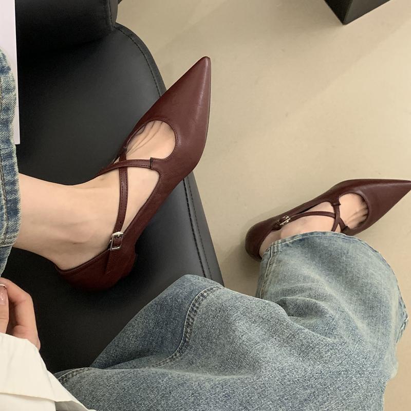 Fashion SUOJIALUN 2025 Women New Brand Pumps Shoes Fashion Pointed Toe Ladies Red Elegant Single Shoes Square Low Heel Mary Jane Shoes