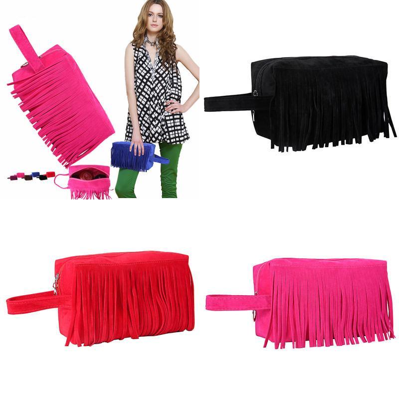 Chic American Bohemian Tassel Bag Faux Suede Vintage Saddle Bag Stylish Shoulder Crossbody
