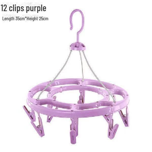 Windproof Folding Clothes Drying Rack with Clips for Socks and Underwear