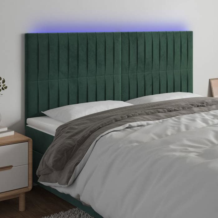 VidaXL LED Headboard Bedroom Furniture Double Bed Accessory Head of Bed Frame Interior Dark Green 3122731