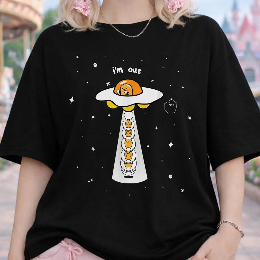 Gudetama UFO I m Out Unisex T-shirt, hoodie, cap hoodie, cute Gudetama Lazy Egg Sanrio Japanese T-shirt, for anime enthusiasts M