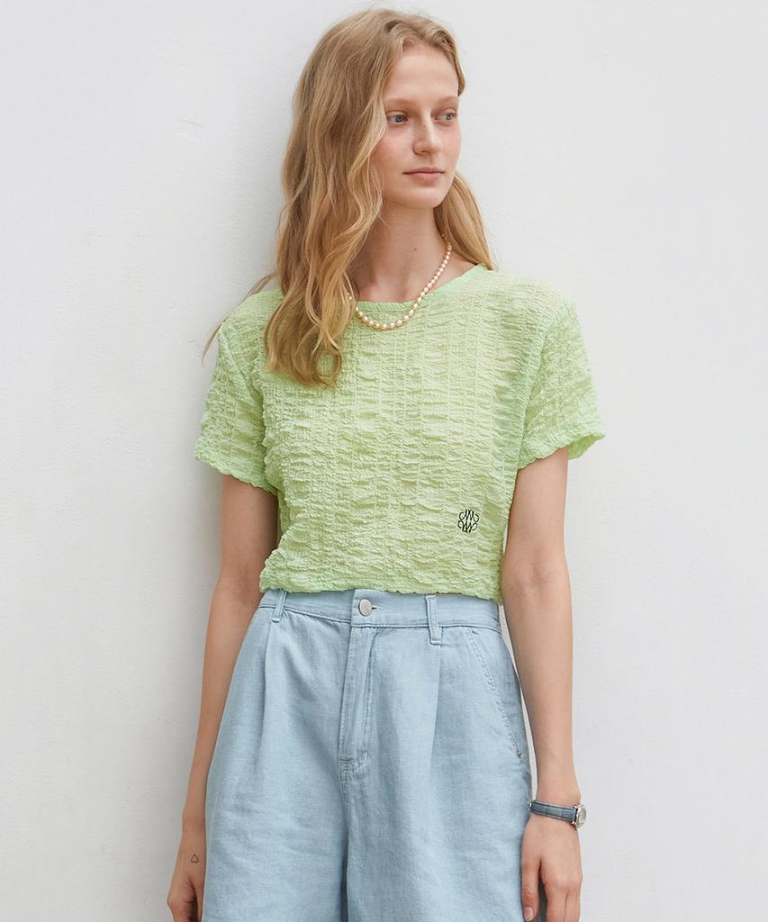 Nigaennikol Nicole Shirring Crop Tee_Light Green