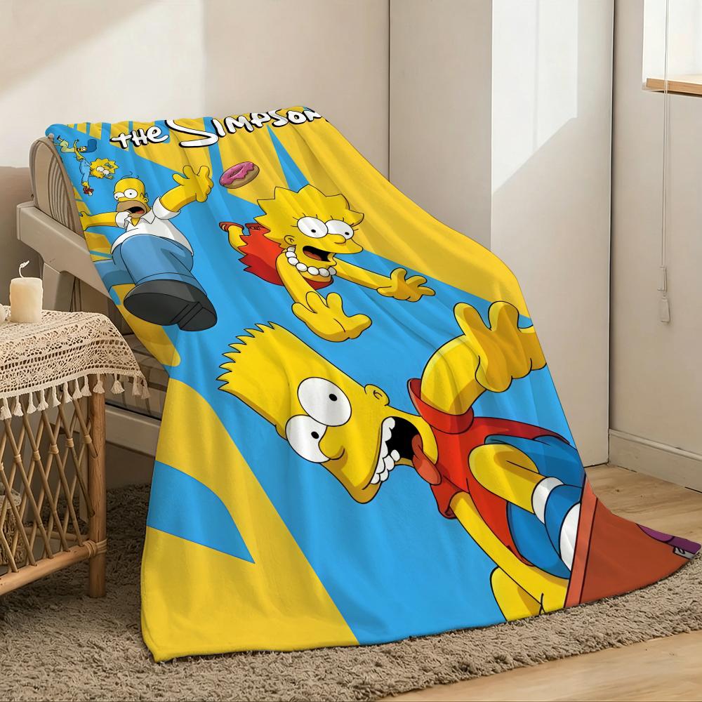 The Simpsons Throw Lightweight 240g Flannel Blanket Soft Skin-friendly for Summer Cooling