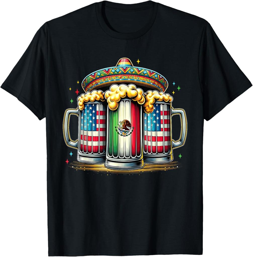 Beer Mexican USA Flag Five De May Drinking Party Unisex T-Shirt