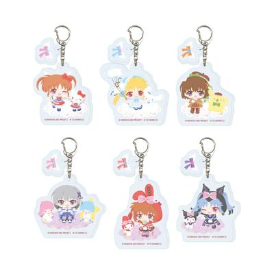 Magical Girl Lyrical Nanoha Série x Postavičky Sanrio 01 [Ilustrace Mini Postaviček] Akrylový Klíčenka s Dílky, Krabička po 6