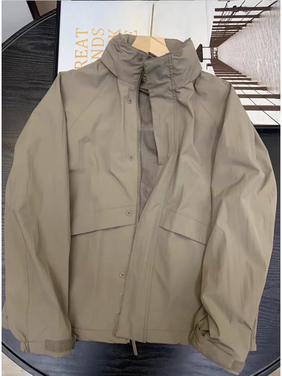 

Мужская куртка с капюшоном: Повседневный, Красивый, Свободный крой, Однотонный, Накладной карман, Универсальный для весны и осени S (recommended 40-45 kg)