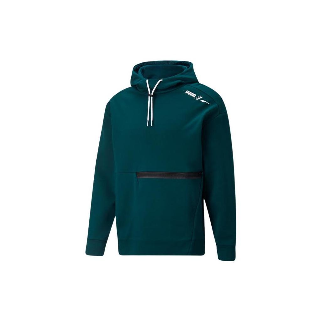 PUMA Sweatshirts Men's Green Hooded Moderate Mock Two Piece 672471-24