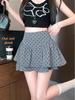 Women's Gray Polka Dot Ruffled Mini Skirt - High Waist, Fluffy, Slimming, Irregular Hem