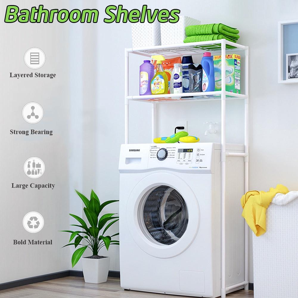 3 Tier Over Bathroom Storage Rack Solid Anti-rust Non-slip Toilet Storage Rack Laundry Washing Machine Space Saver