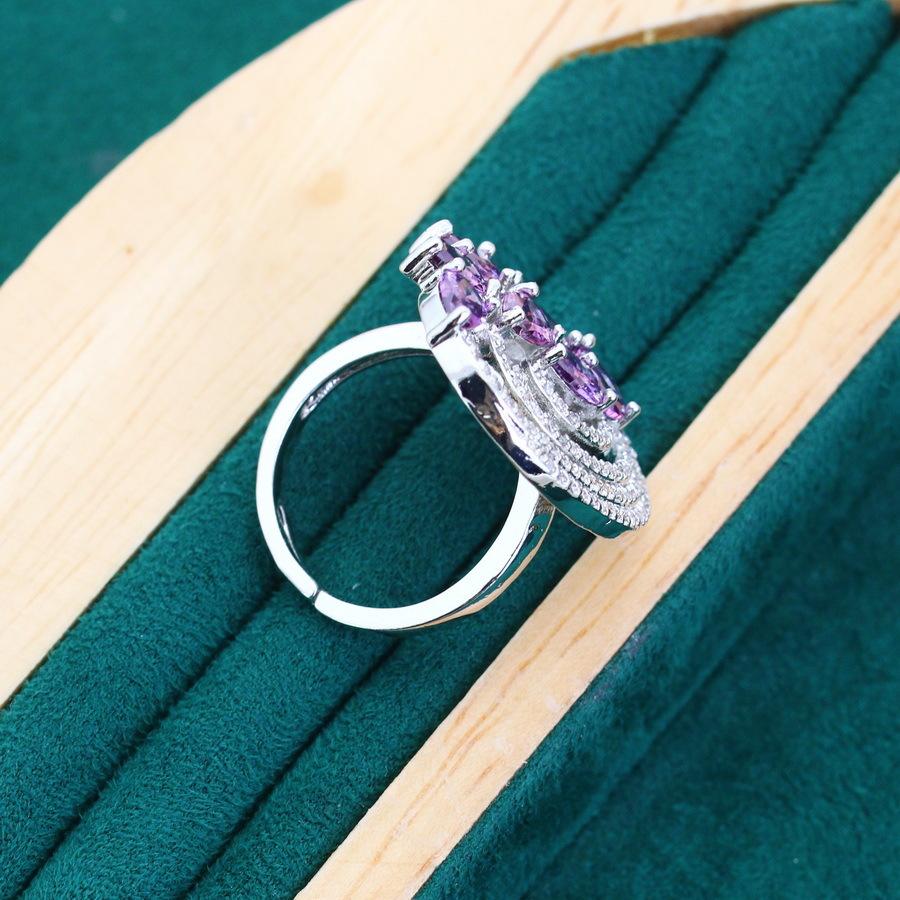 2024 New Luxury Jewelry Necklace Earrings Open Ring AAA Zircon Set