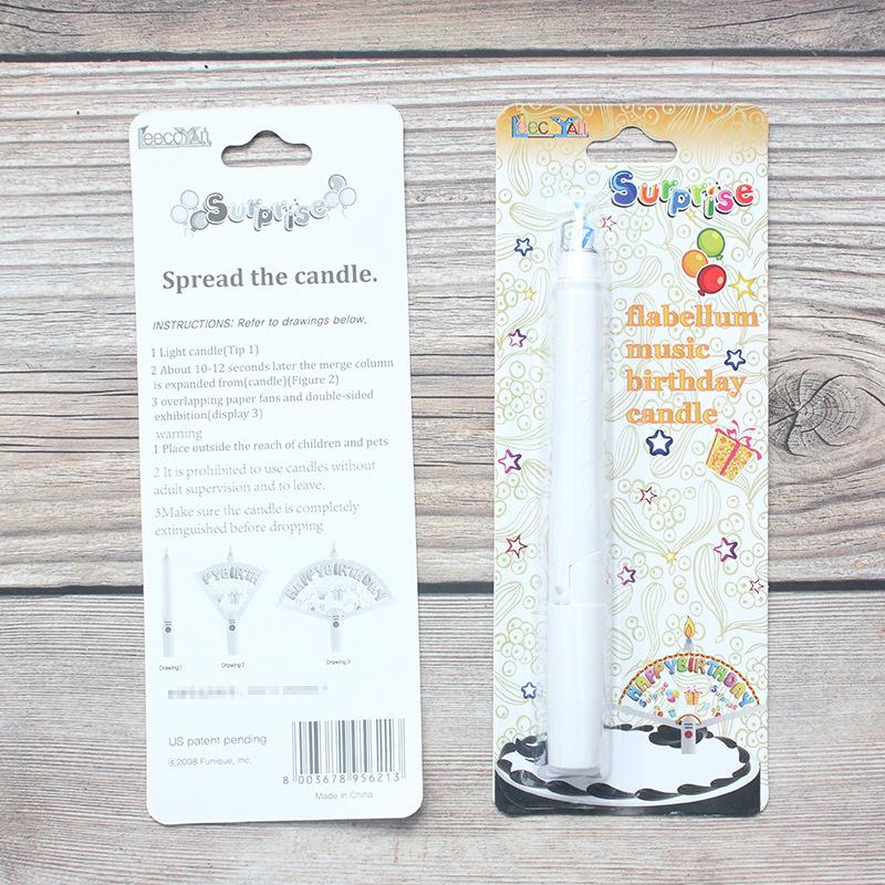 Fan Shaped Surprise Banner Candle Creative Funny Party Happy Birthday Wishing Fan Cake Decoration