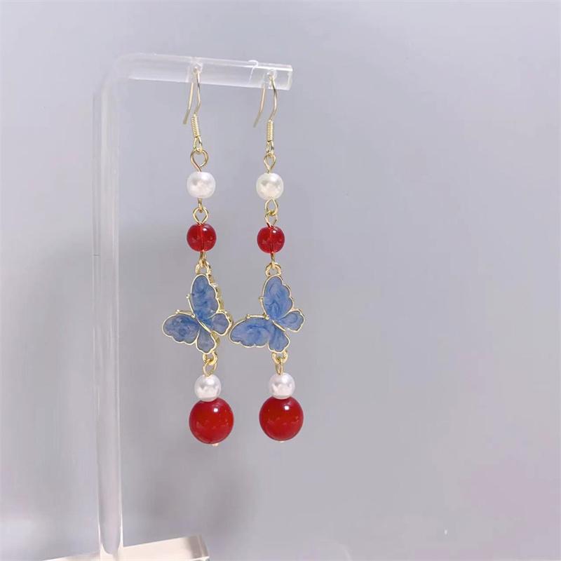 New Sweet Temperament Small Fresh Bamboo White Lily Of The Valley Flower Earrings Elegant And Gentle Asymmetric Earrings