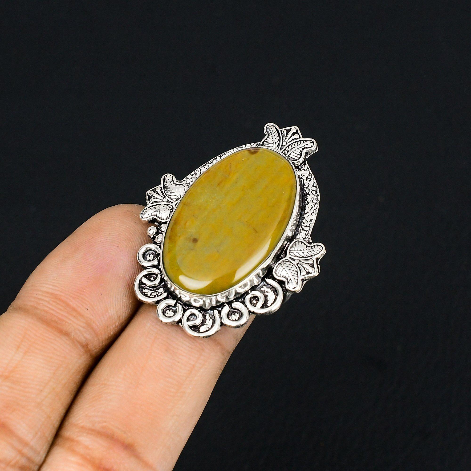 Natural Polychrome Jasper Gemstone 925 Silver Multi Stone Ring Size 6 For Girls 6