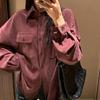 Women's Retro Corduroy Shirt Jacket - Casual, High-End, Loose Fit for Autumn and Winter.