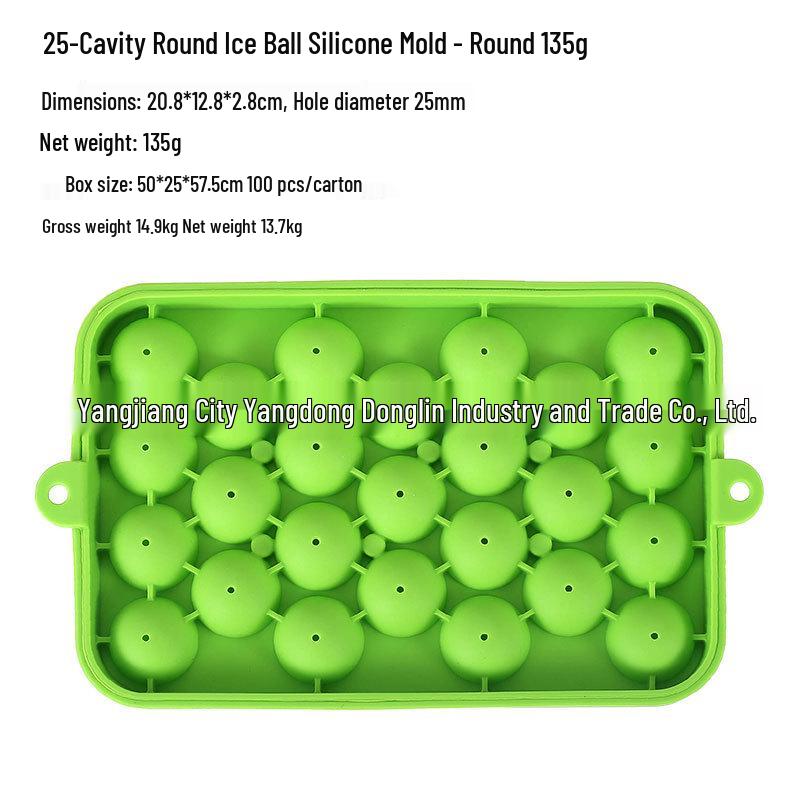 Disponibile Vassoio per Cubetti di Ghiaccio Sferici in Silicone a 25 Scomparti con Coperchio, Stampo Rotondo Facile da Sformare per Infusioni di Frutta