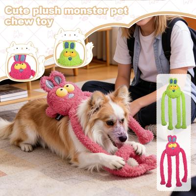 Hund Kuscheltier, Quietschendes Interaktives Zerr-Kauspielzeug für Hunde – Weiches Flauschiges Spielzeug Mit Beweglichen Gliedmaßen & Multi-Quietscher-Design