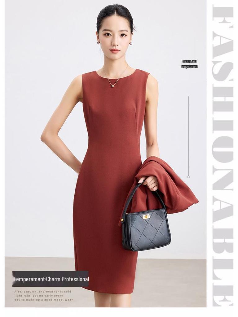 Women's 2025 Sleeveless Slim Fit Mid-Length Professional Dress