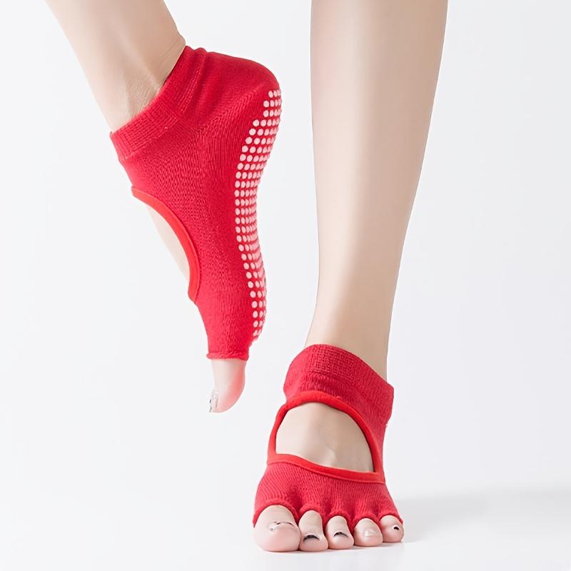 1 Pair Toeless Yoga Socks with Anti-Slip Grip Suitable for Pilates Ballet Barefoot Workouts Open-Toe Athletic