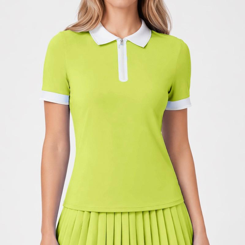 Womens Breathable Fitness Tee Slimming Loose Short Sleeve Polo Top Gym Running Tennis Golf