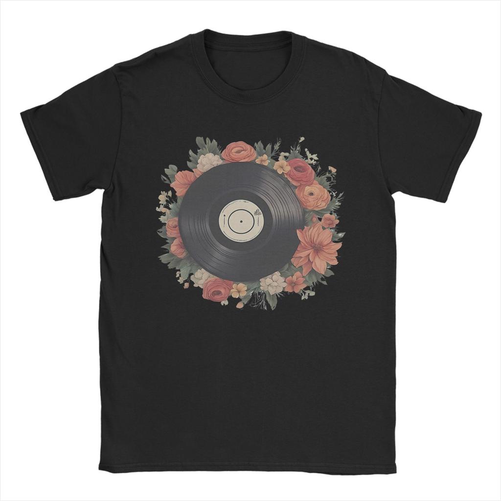 Herren Retro Vintage Schallplattenspieler Plattenspieler Liebhaber Sammler T-Shirts Baumwollkleidung Neuheit Kurzarm Rundhals T-Shirts