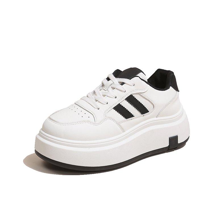 

Жіночі туфлі на платформі Весна Осінь Повсякденні Лоскутні Шкіряні Кросівки Дівчата Товста Підошва Вулканізоване Взуття Жіноче Взуття 35 чорний