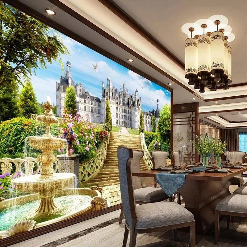 Tapet Stil European 3d Stereo Gradina Peisaj Fundal Fototapet Sufragerie