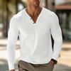 Men's Color Cotton Linen Button Collar Long Sleeve Top Men's Sports Large Size Casual Top
