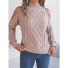 Women's Knitted Sweater Autumn/Winter Top Casual Cable-Knit Off-Shoulder Half-High Neck Long-Sleeved Pullover Women's Wear