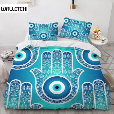 Mandala Duvet Cover Set Hamsa Hand with Inner Eye Evil Eyes Eastern Art Print Twin Bedding Set Teens King Polyester Quilt Cover