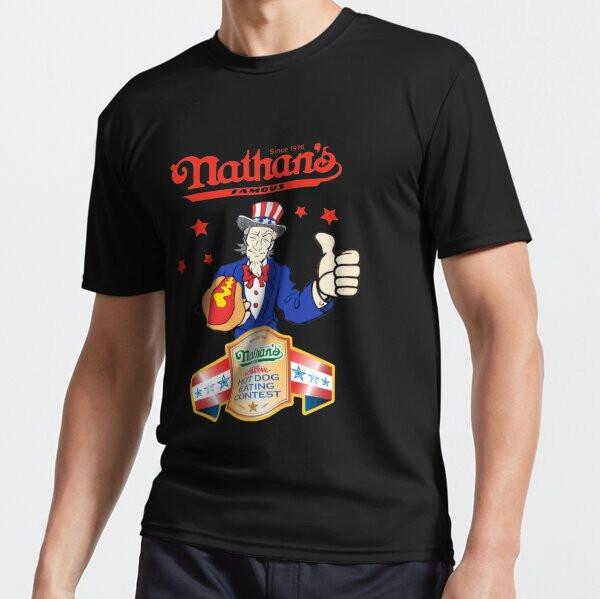 nathans hot dog Active T-Shirt Funny Size Mode American T-shirt S разноцветный