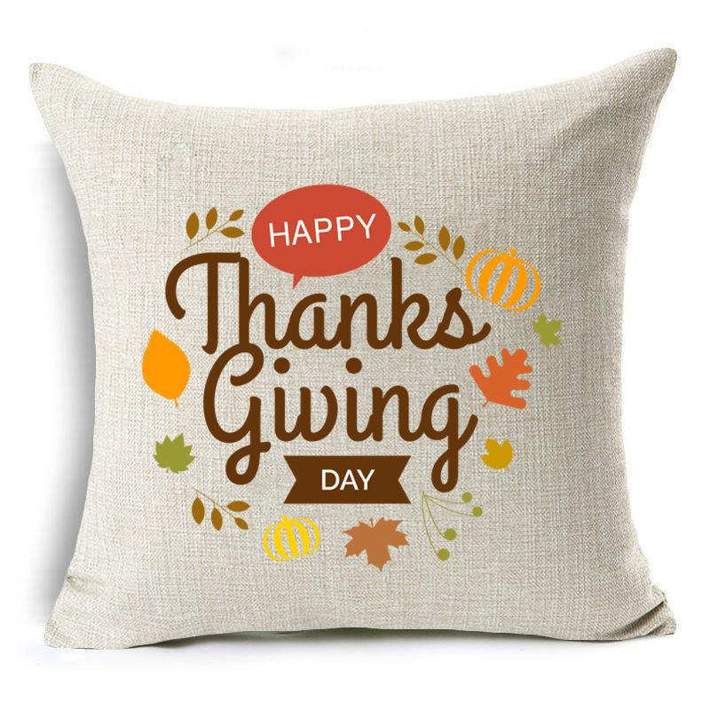 New Thanksgiving Pumpkin Linen Pillow Cover Festive Home Decoration Pillow Cushion Cover