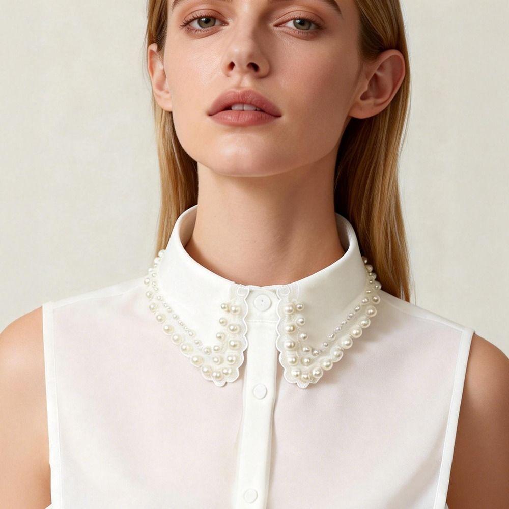 Fashion Detachable Beaded Collar Shiny Rhinestones Half-Shirt Diamond-Studded Collar Women's Collar