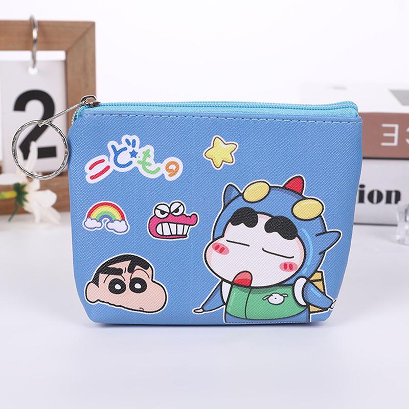 Crayon Shinchan Coin Purse Cute Anime Student Wallet Cartoon Travel Wallet Keychain Key Charger Storage Bag Gift